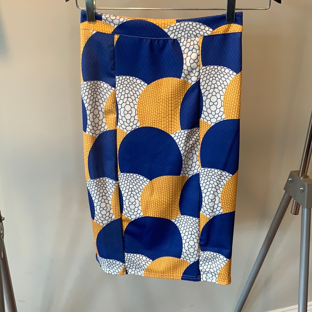 Yellow, Blue, and Grey Geometrical Skirt